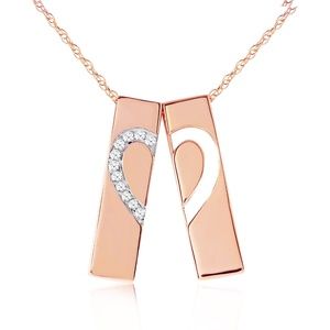 GOLD SPLIT HEART NECKLACE WITH NATURAL DIAMONDS